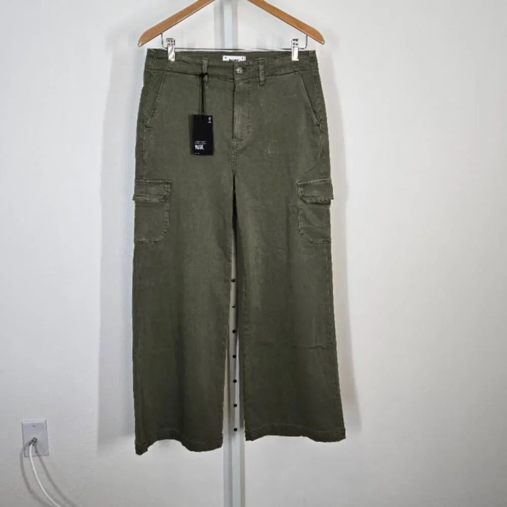 PAIGE Carly Wide Leg Cargo women's jeans in Vintage Ivy Green Size 29 NEW - Picture 2 of 11